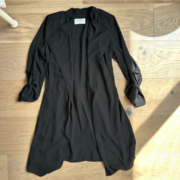 Aritzia Babaton Long Sleeve Flowy Trench Coat Black S - Picture 2 of 9